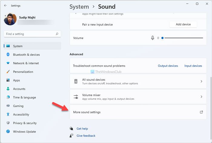 How to open old Sound settings panel in Windows 11