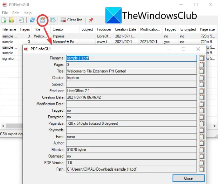 Extract and Save PDF Metadata