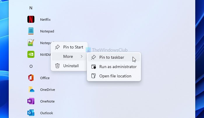 How to pin any app to the Taskbar in Windows 11