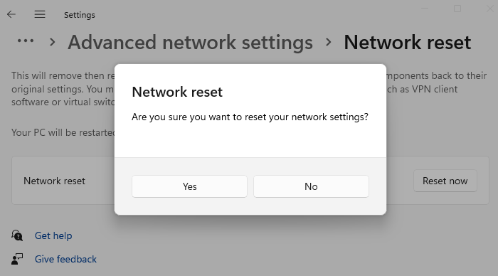 Reset the Wi-Fi network adapter