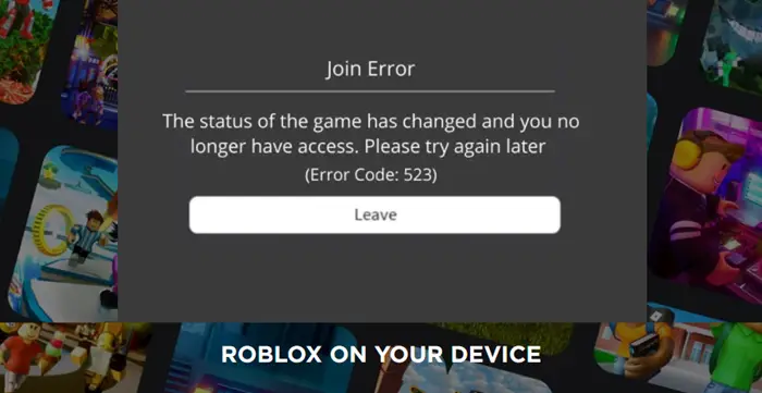 Roblox Error Code 523 على نظام ويندوز