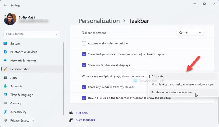 How to show Taskbar across multiple monitors in Windows 11