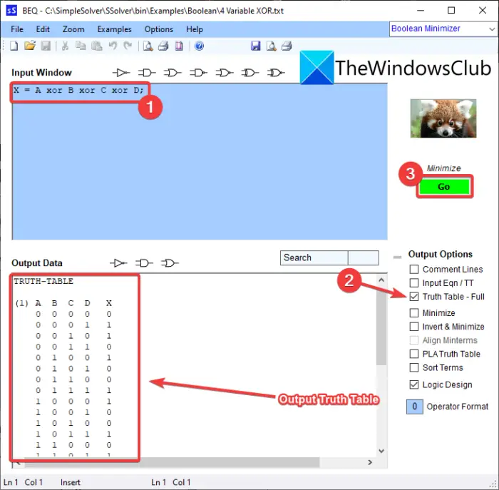How to generate Truth Table in Windows