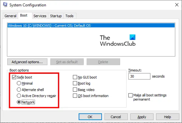 start computer in safe boot