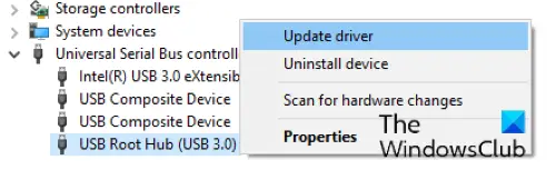 update USB Root Hub