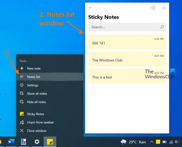 use Notes list feature
