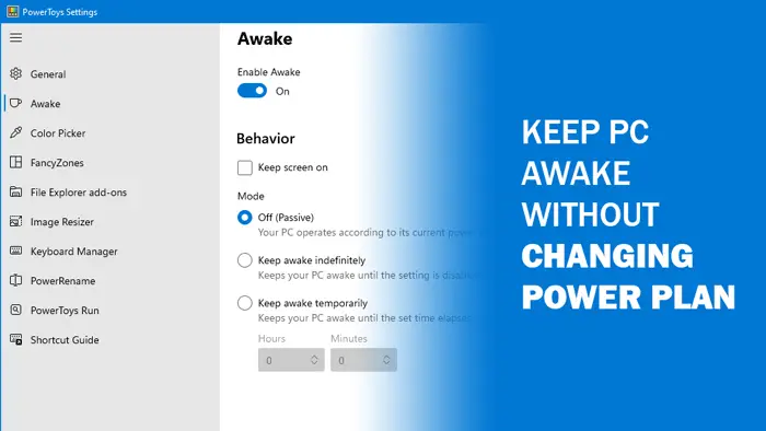 How to use Awake PowerToys to keep computer awake