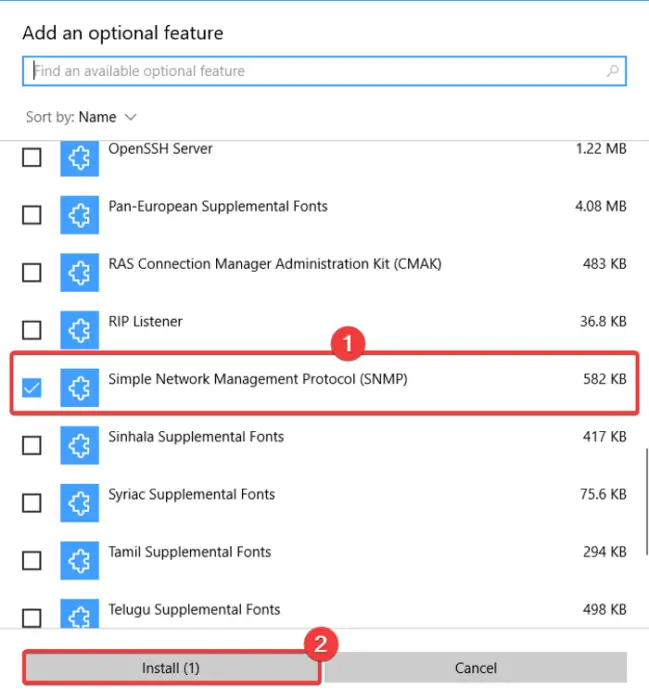 snmp install windows 10