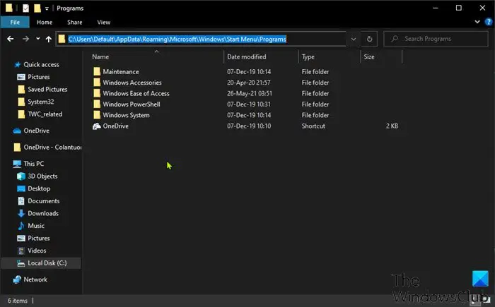 Add or Remove Items in All apps in Start Menu for new Accounts added to PC