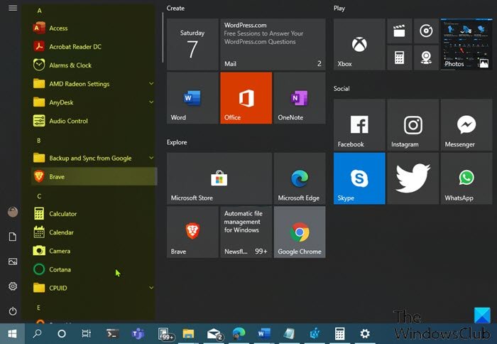 Add or Remove Items in All apps in Start Menu