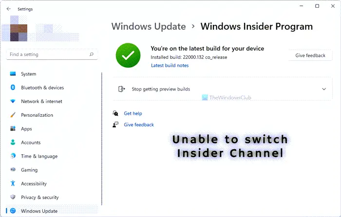 Can’t switch Windows Insider Channel