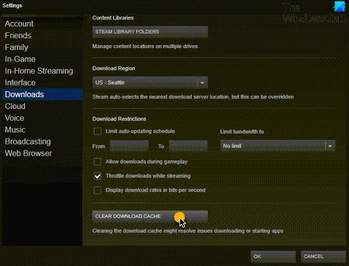 How to clear Steam cache files on Windows PC