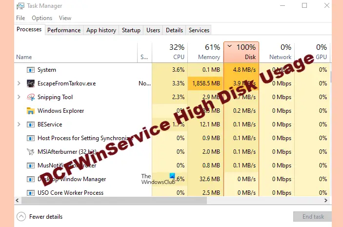 DCFWinService High Disk Usage