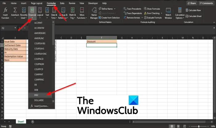 How to use the DISC function in Excel