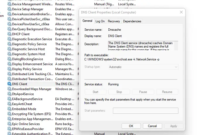 Enable DNS Services Windows