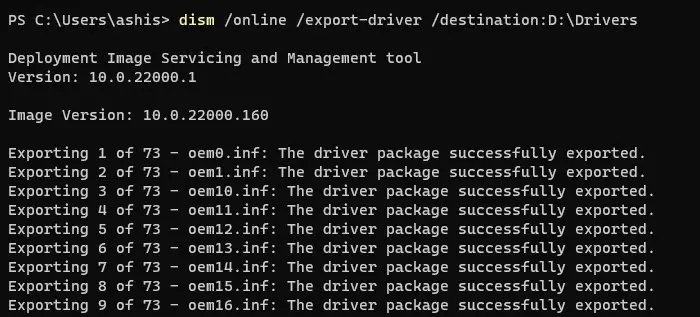 Export DISM Drivers Windows