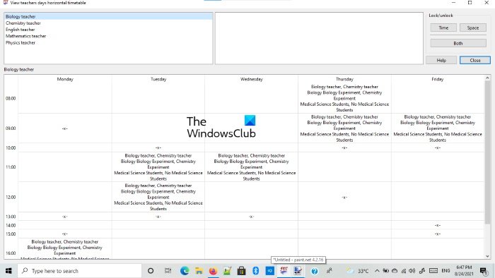 Free Timetable software for Windows