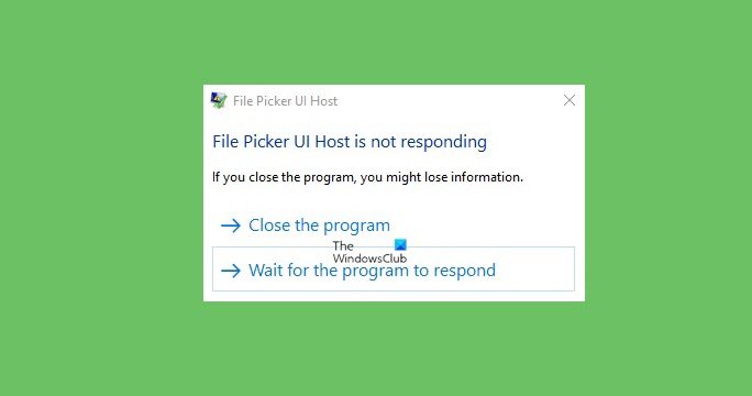 file picker ui host not responding snipping tool