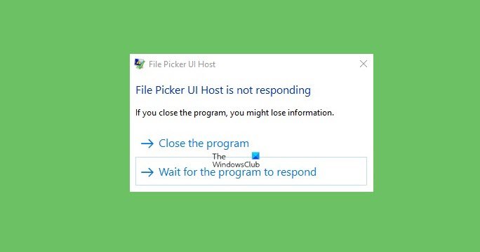 File Picker UI Host not responding