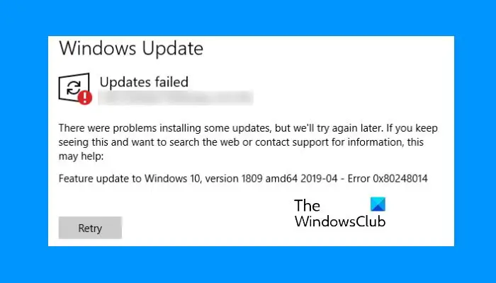 Исправить ошибку Центра обновления Windows 0x80248014