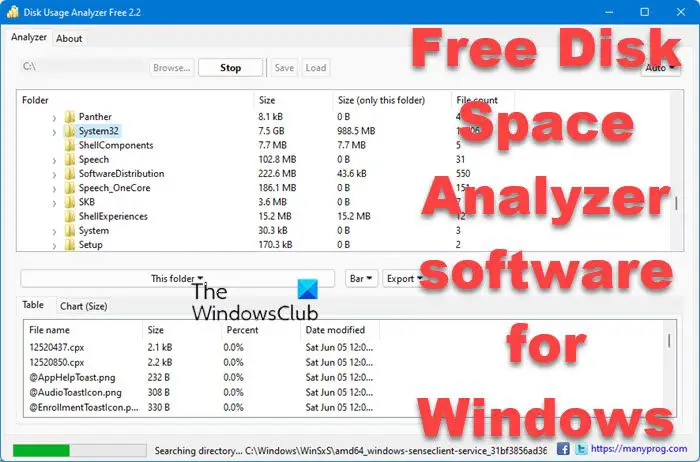 Free Disk Space Analyzer software for Windows