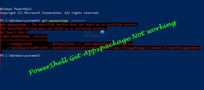 PowerShell Get-Appxpackage ne fonctionne pas