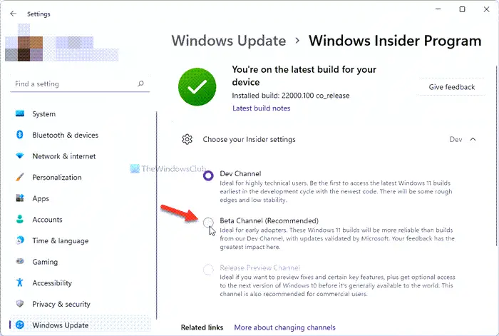 How to switch Insider Channel on Windows 11