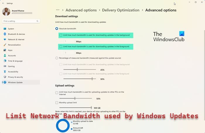 Limit Network Bandwidth used by Windows Updates