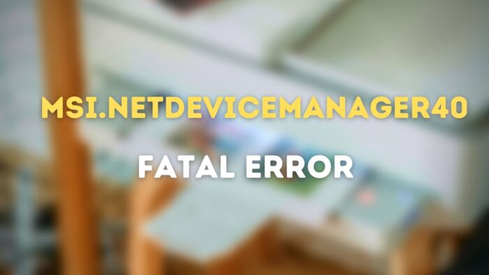 MSI.netdevicemanager40 Fatal Error