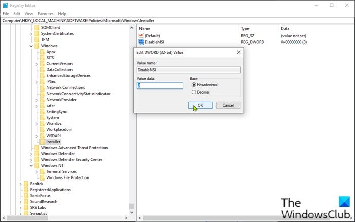 Modify the Registry-DisableMSI