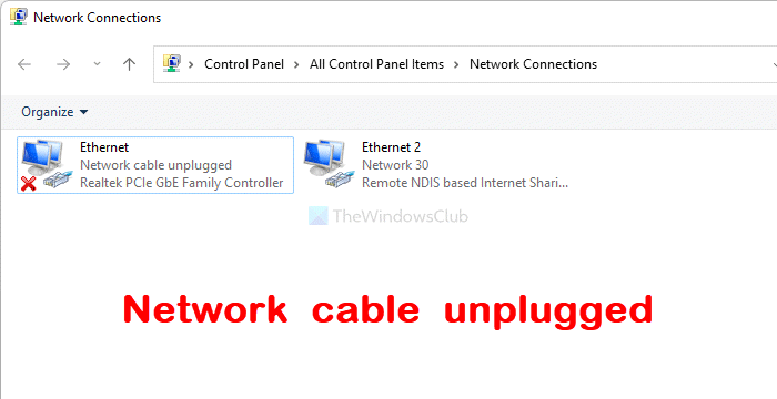 Network cable unplugged
