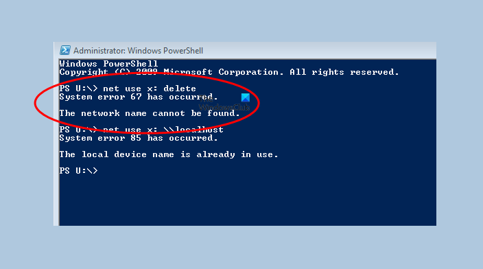 System error 67 has occurred  The network name cannot be found - 22