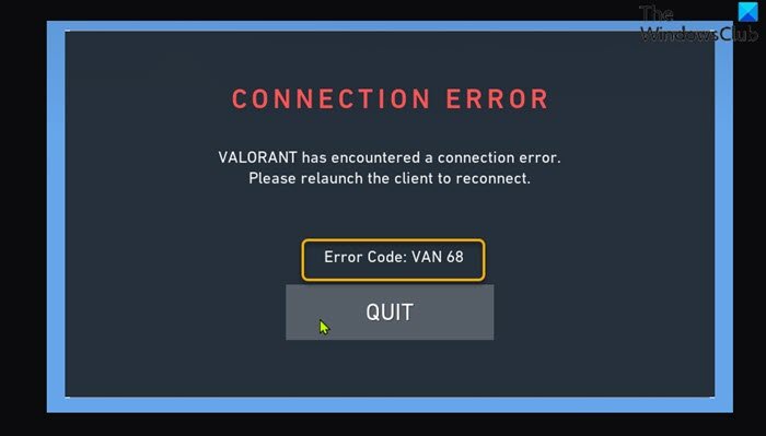 VALORANT connection error codes VAN 135, 68, 81