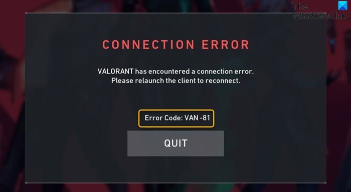 VALORANT error code VAN 81