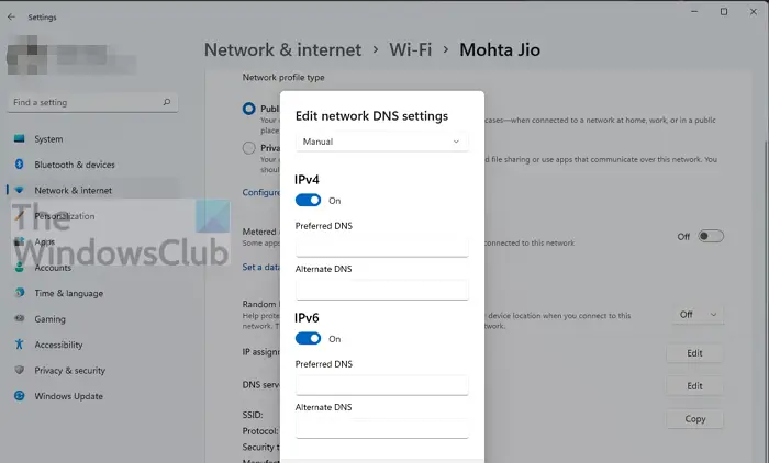 View DNS Settings Windows Network Adaptor