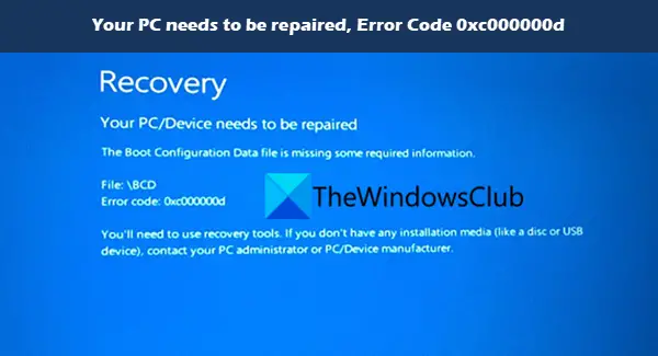 Error Code 0xcd Your Pc Needs To Be Repaired On Windows