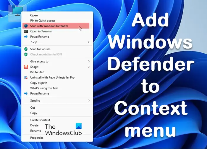 add scan with windows defender to context menu