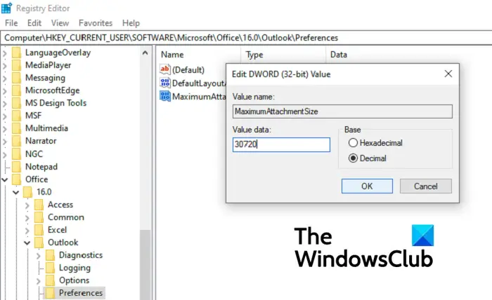 How to increase Attachment Size Limit in Outlook