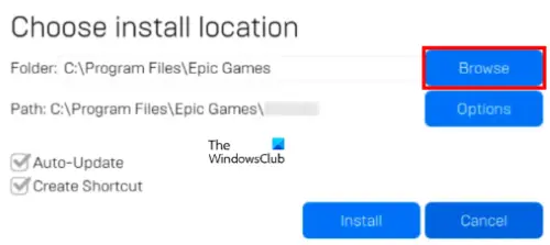 change install location Epic Games