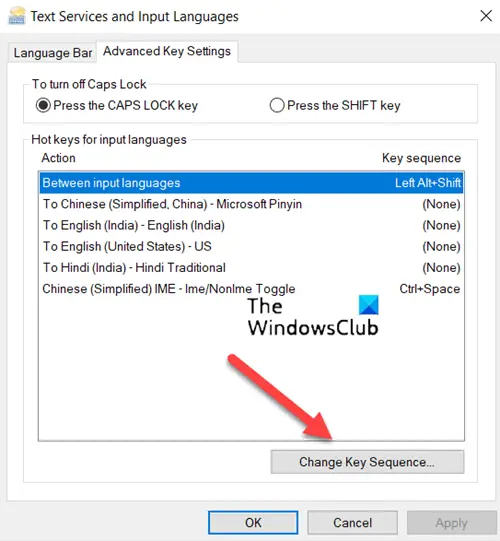 Change Key Sequency