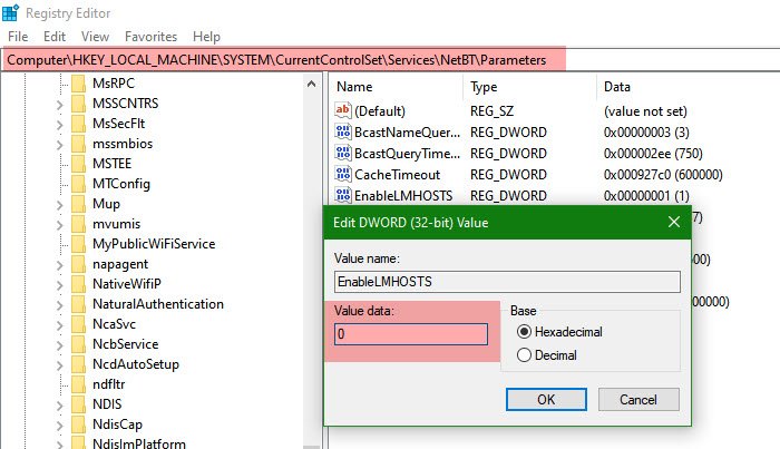 How to disable LMHOSTS Lookup using PowerShell, Registry, or Adapter Properties