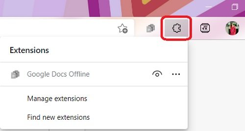 Manage your extensions using the extensions button in the toolbar