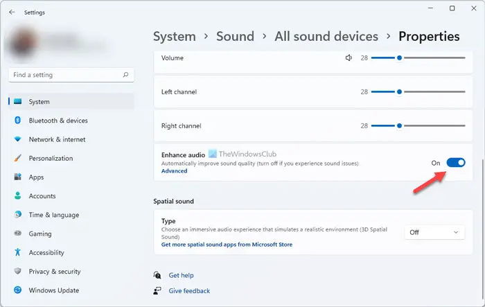 How to use Enhance audio feature on Windows 11