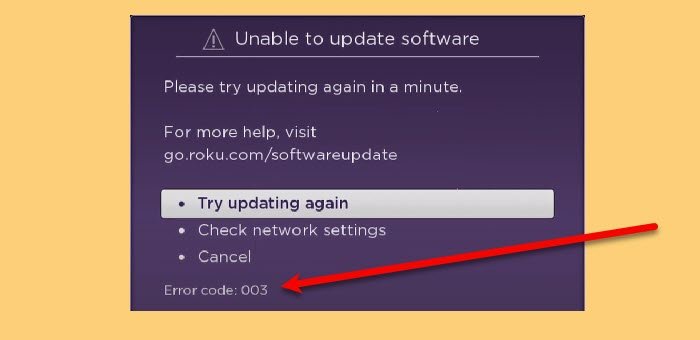Fix Roku Error Codes 003 and 0033