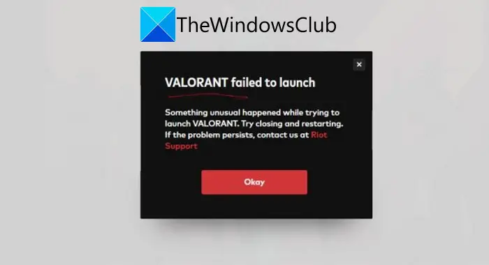 Исправить VALORANT не удалось запустить на ПК с Windows