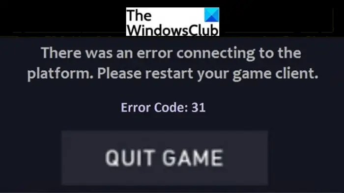 VALORANT Error Code 31