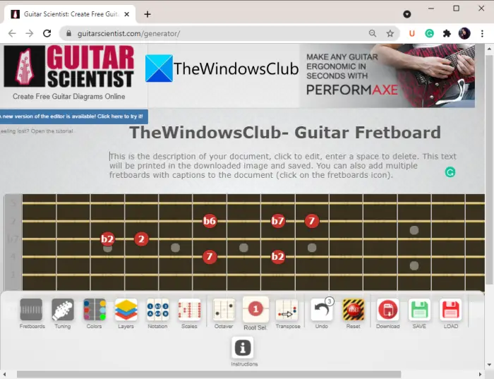 How to generate guitar fretboard diagram in Windows 11/10