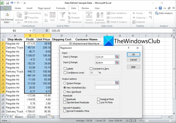How to perform Regression Analysis in Windows