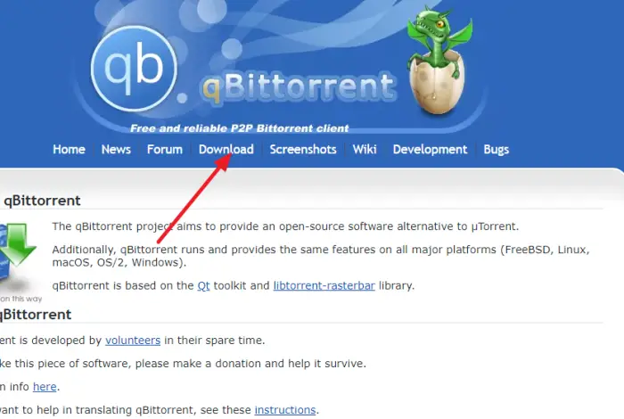 sitio web de Qbittorrent