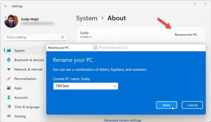 Как переименовать компьютер в Windows 11